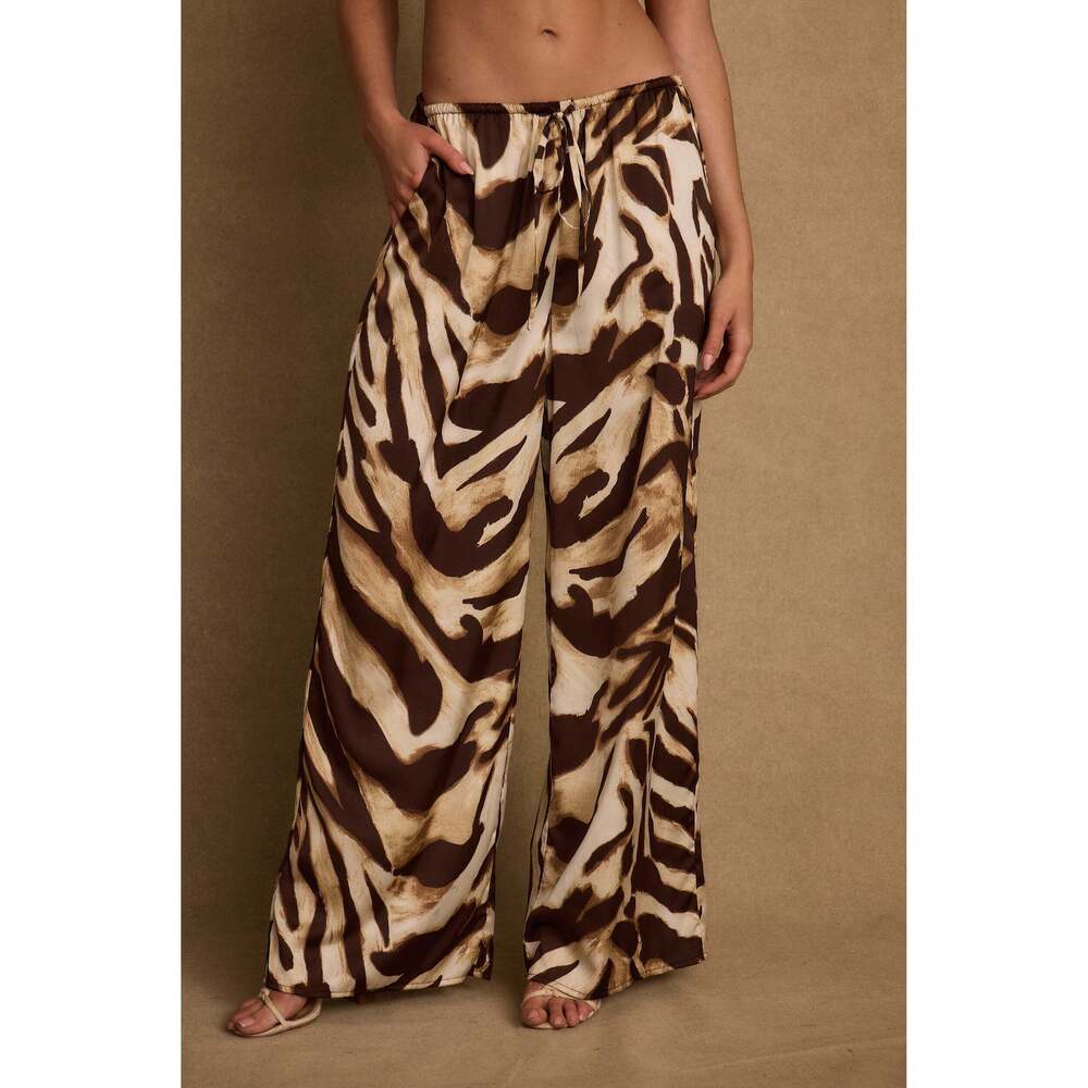 12th Tribe Clear Breeze Mocha Zebra Satin Pants Size XLXL